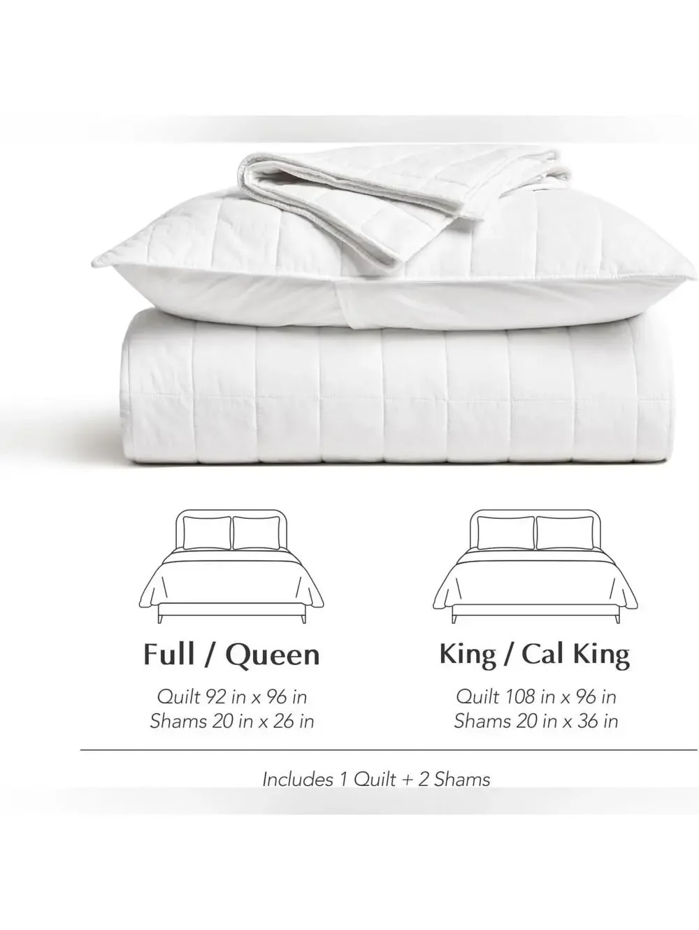 NIB EVERGRACE Home 100% Cotton Box Stitch 3 Pc, Bedspread 2 Shams, Full / Queen
